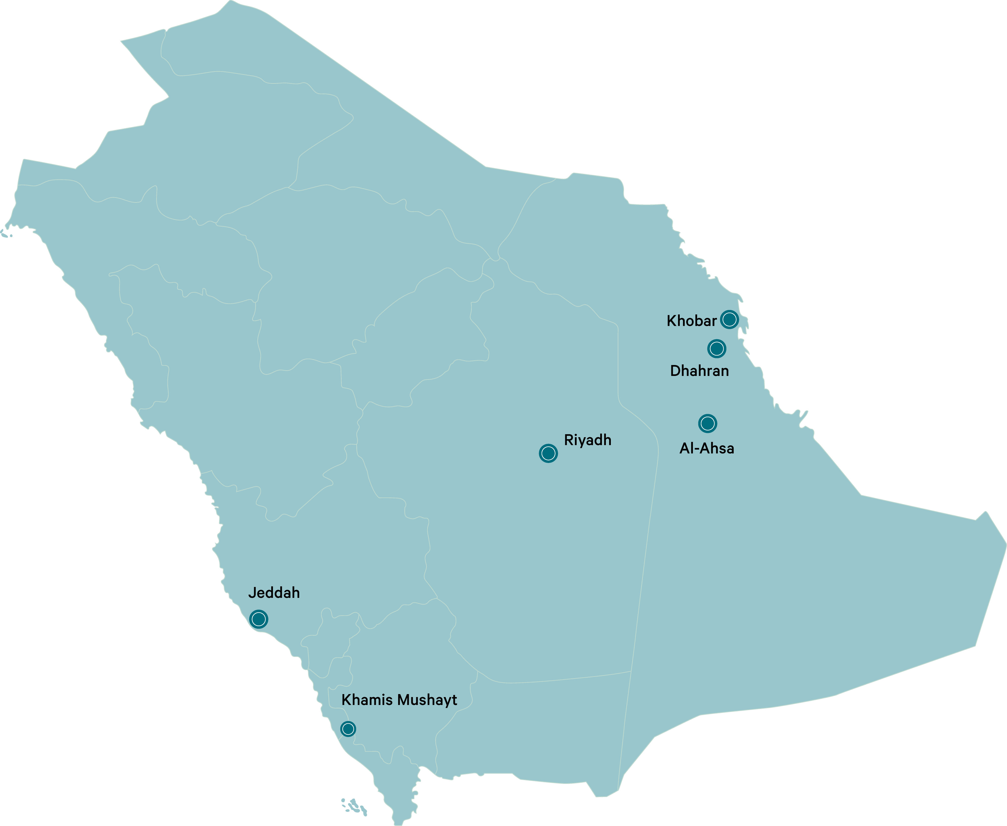Tamweel Aloula branches map of Saudi Arabia